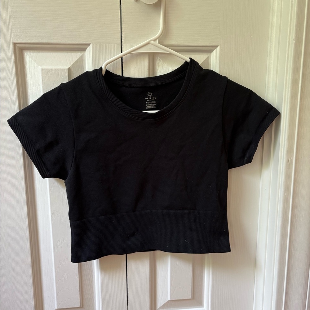 Aerie Black Crew Neck Top